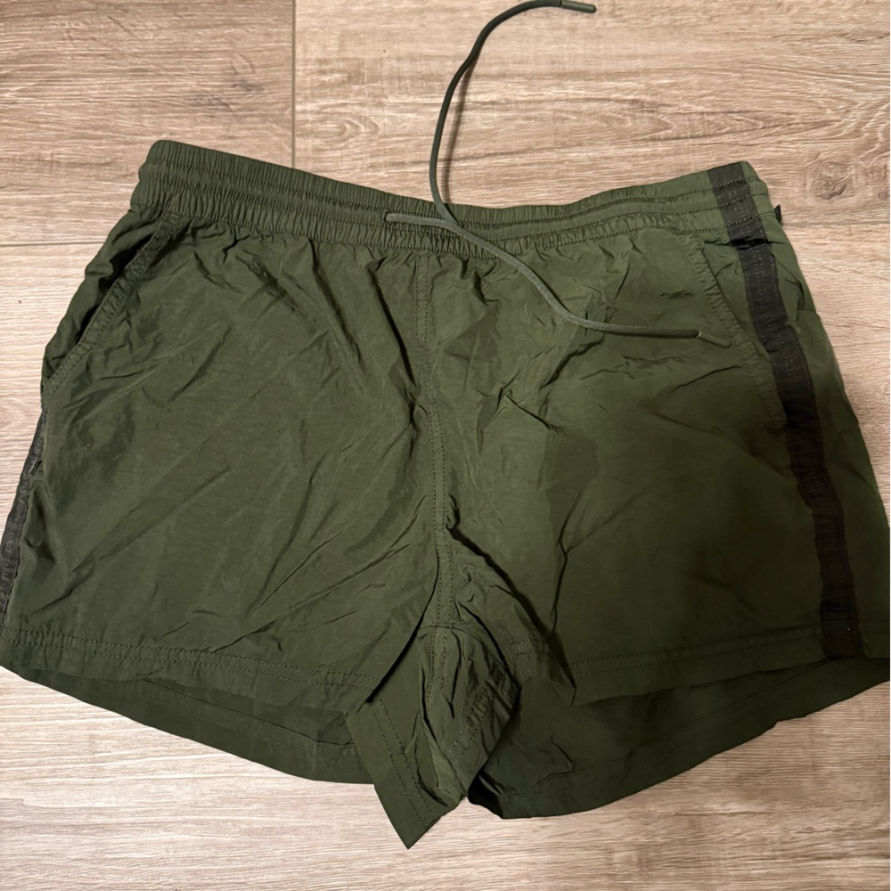 Athleta Olive & Black Trim Women's Athletic Shorts